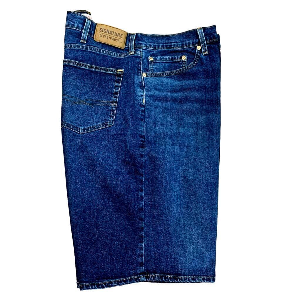 Levi Strauss Signature Blue Jeans Shorts Bermuda Mens Plus Size W40 Stretch